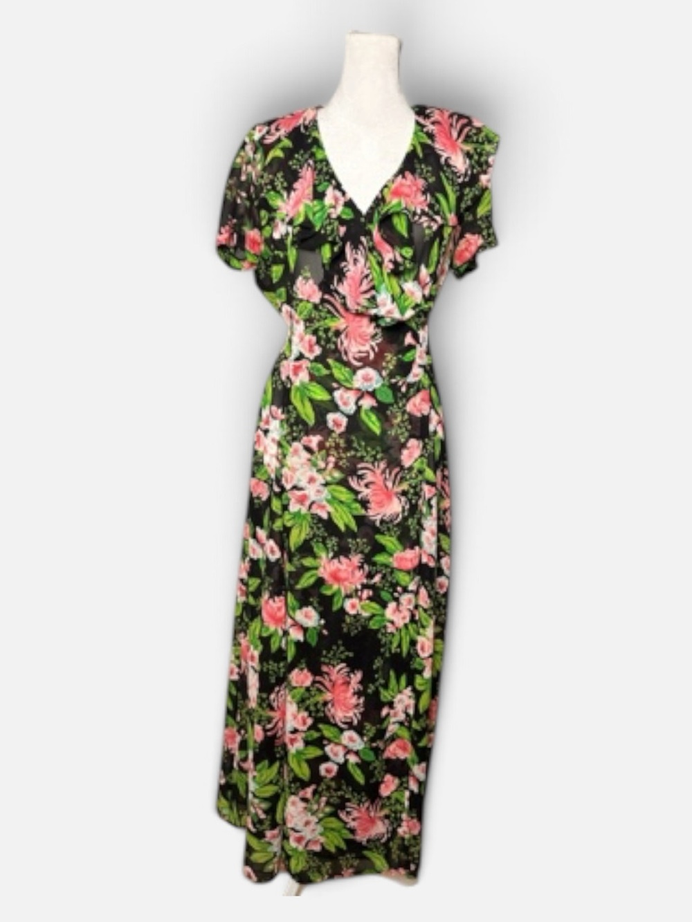 ESPRIT Floral Maxi Dress with Pink & Green Print